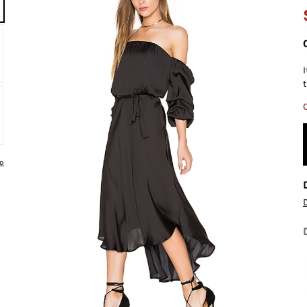 Black Bardot Caught Sleeve Dress